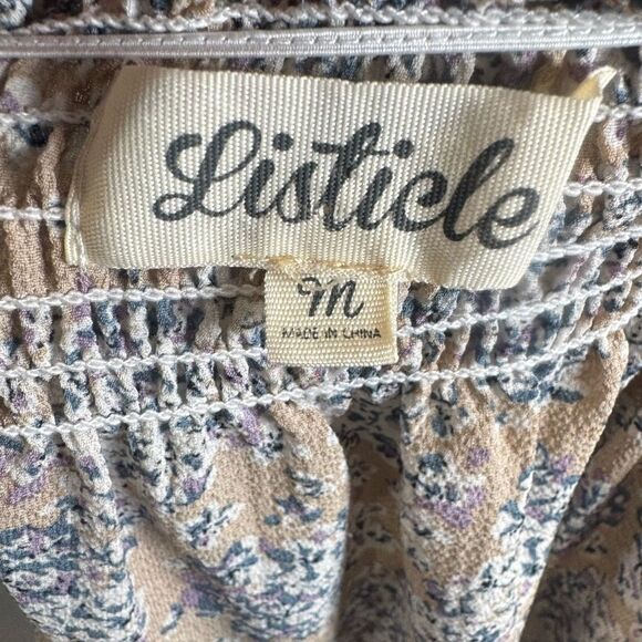 Mocha ditsy floral on or off shoulder oversized ditsy floral top size medium - Picture 5 of 7